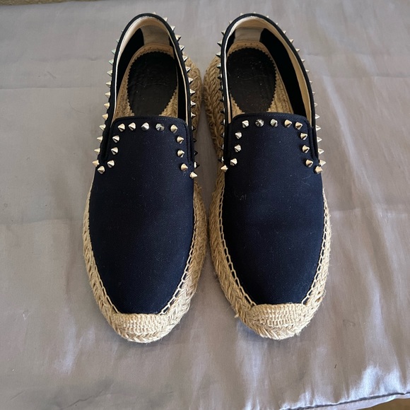 Christian Louboutin Espaboat Navy Espadrille Spiked Shoes 39 - Picture 16 of 16
